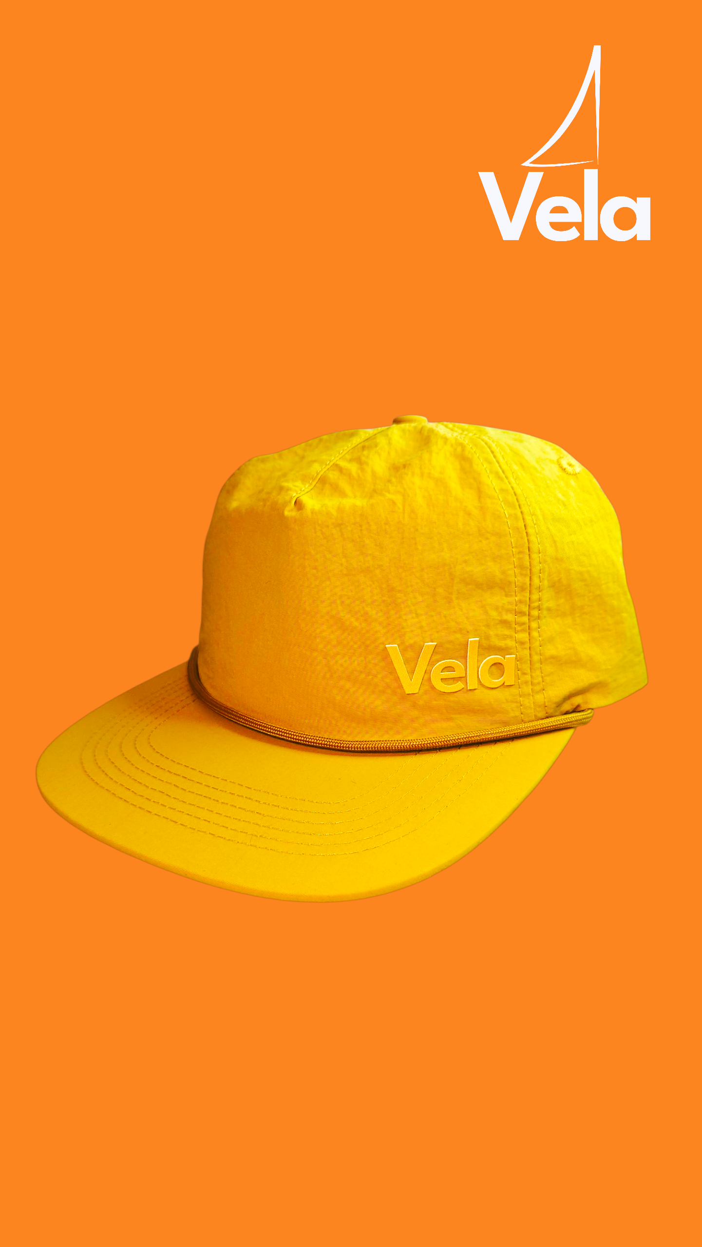 VELA Yellow Rope Edition – Gorra Amarilla con Cuerda VELA Yellow Rope Edition – Yellow Cap with Rope