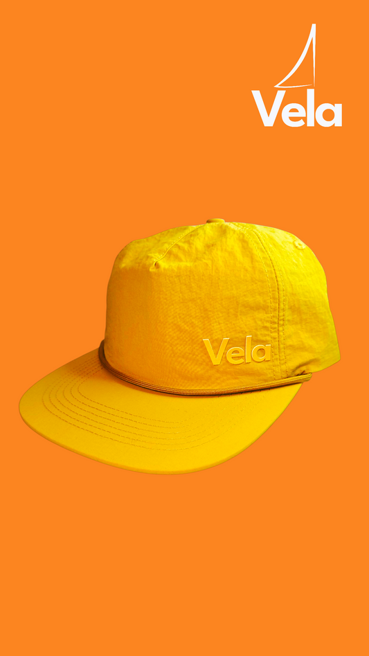 VELA Yellow Rope Edition – Gorra Amarilla con Cuerda   VELA Yellow Rope Edition – Yellow Cap with Rope